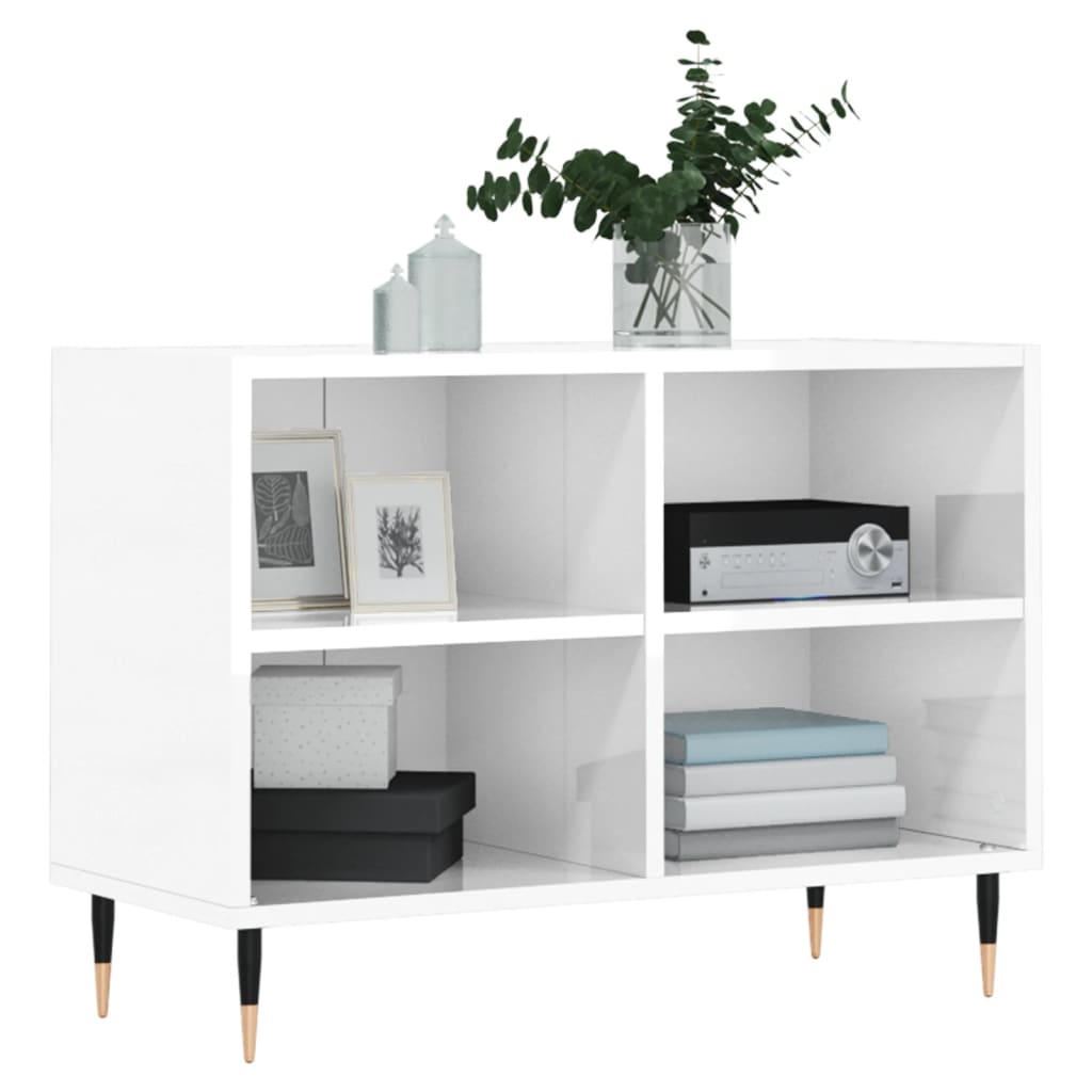 vidaXL Comodă TV, alb extralucios, 69,5x30x50 cm, lemn compozit vidaXL Comodă TV, alb extralucios, 69,5x30x50 cm, lemn compozit