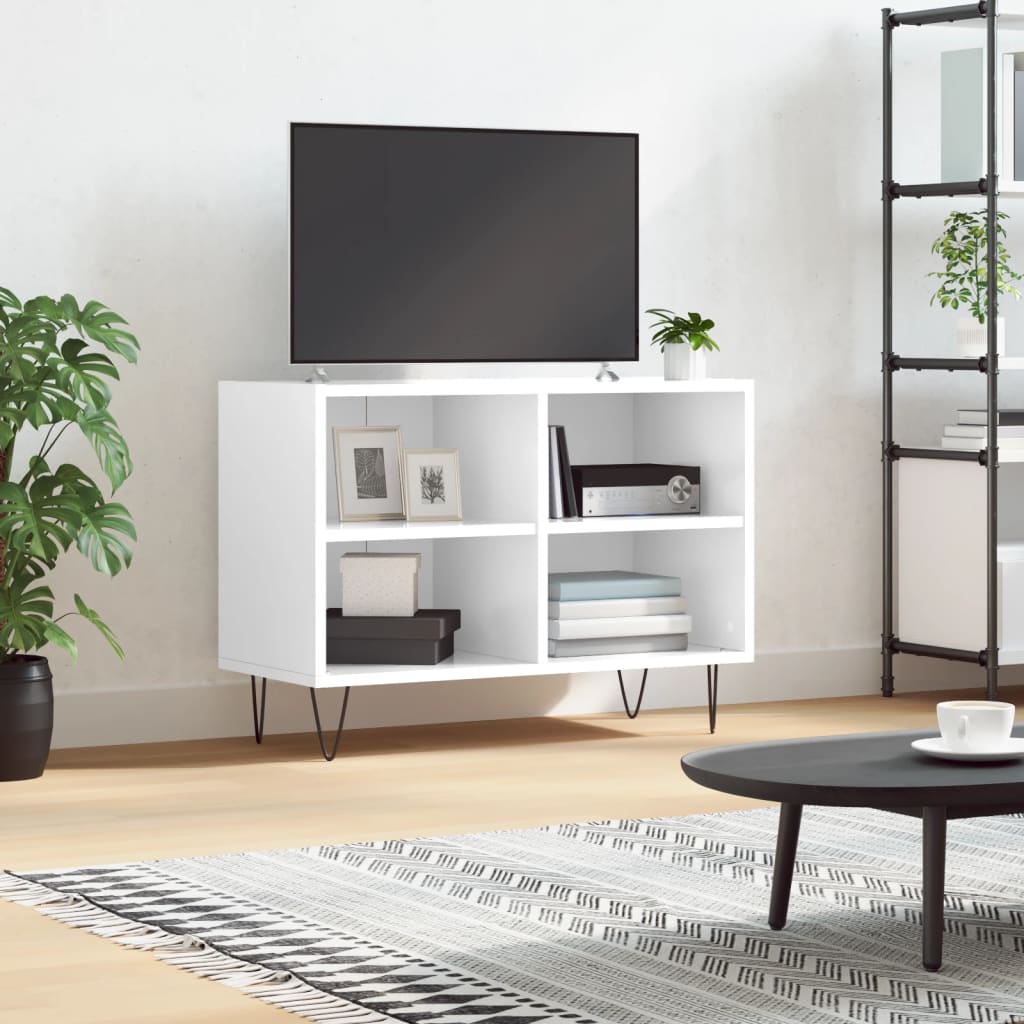 vidaXL Comodă TV, alb extralucios, 69,5x30x50 cm, lemn compozit vidaXL Comodă TV, alb extralucios, 69,5x30x50 cm, lemn compozit
