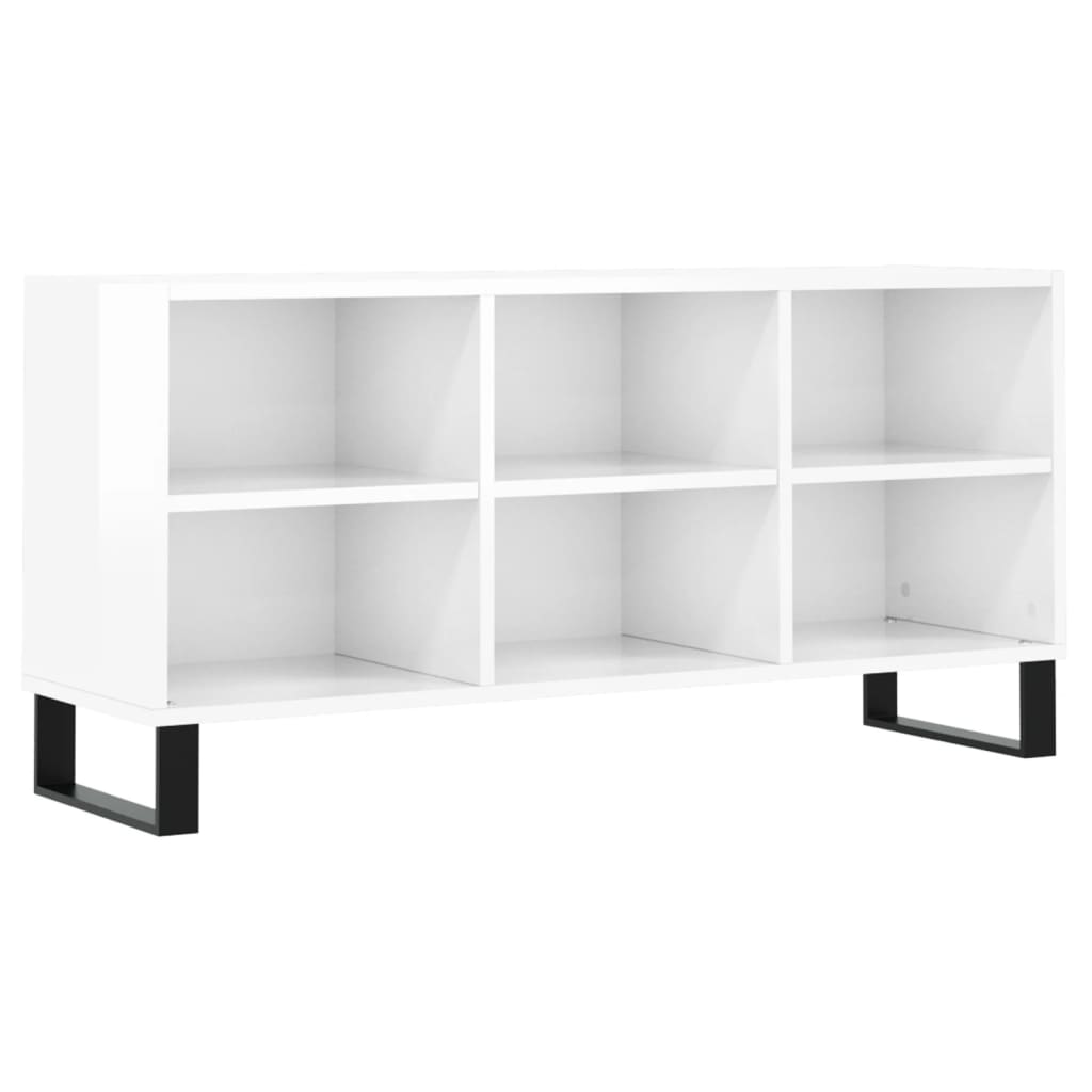 vidaXL Comodă TV, alb extralucios, 103,5x30x50 cm, lemn compozit