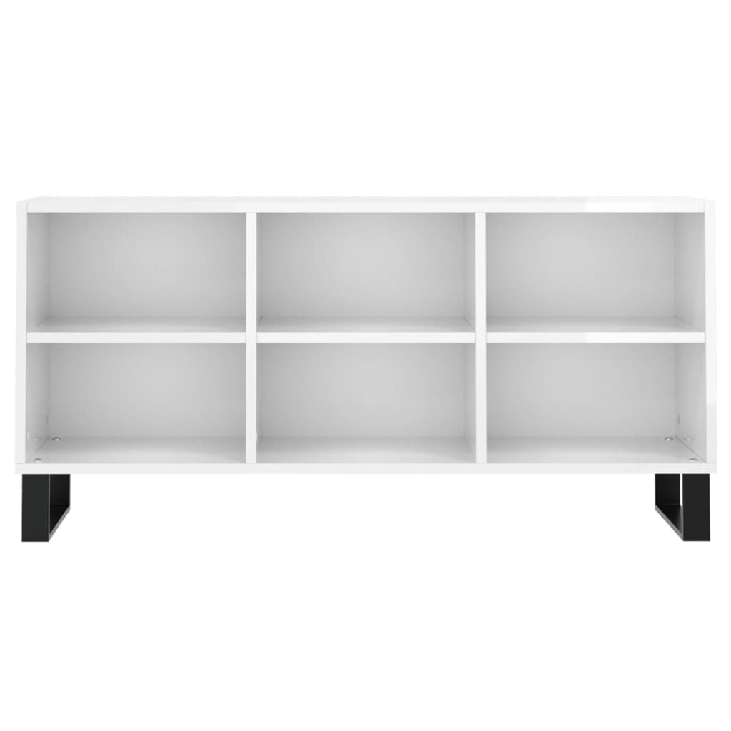 vidaXL Comodă TV, alb extralucios, 103,5x30x50 cm, lemn compozit