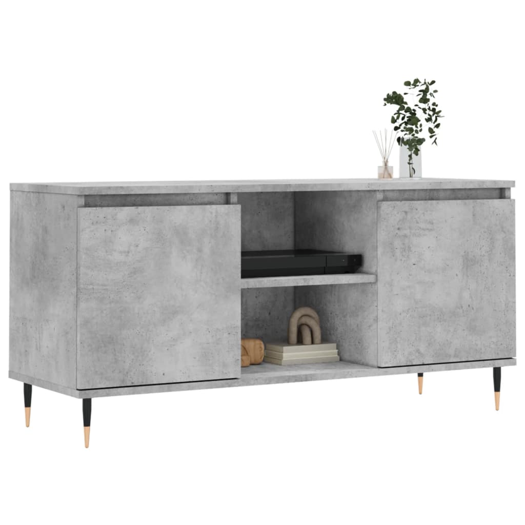 vidaXL Comodă TV, gri beton, 104x35x50 cm, lemn compozit vidaXL Comodă TV, gri beton, 104x35x50 cm, lemn compozit