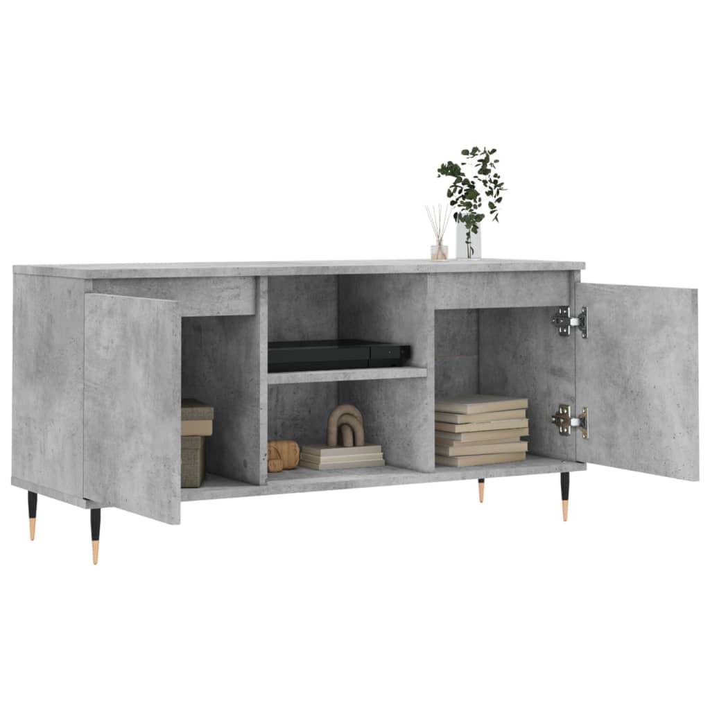 vidaXL Comodă TV, gri beton, 104x35x50 cm, lemn compozit vidaXL Comodă TV, gri beton, 104x35x50 cm, lemn compozit