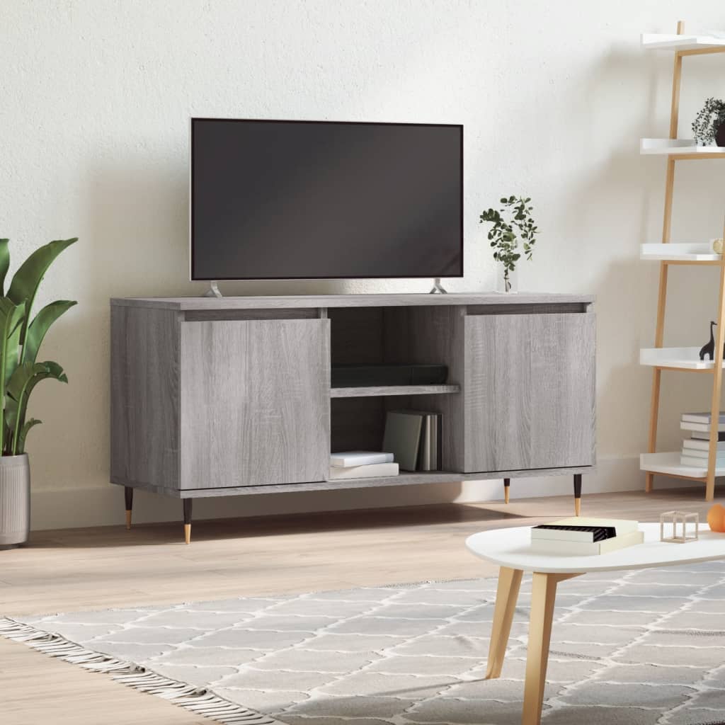 vidaXL Comodă TV, gri sonoma, 104x35x50 cm, lemn compozit vidaXL Comodă TV, gri sonoma, 104x35x50 cm, lemn compozit
