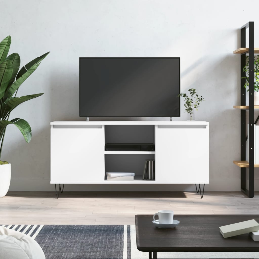 vidaXL Comodă TV, alb, 104x35x50 cm, lemn compozit vidaXL Comodă TV, alb, 104x35x50 cm, lemn compozit