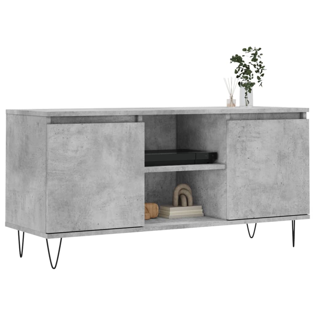 vidaXL Comodă TV, gri beton, 104x35x50 cm, lemn compozit vidaXL Comodă TV, gri beton, 104x35x50 cm, lemn compozit