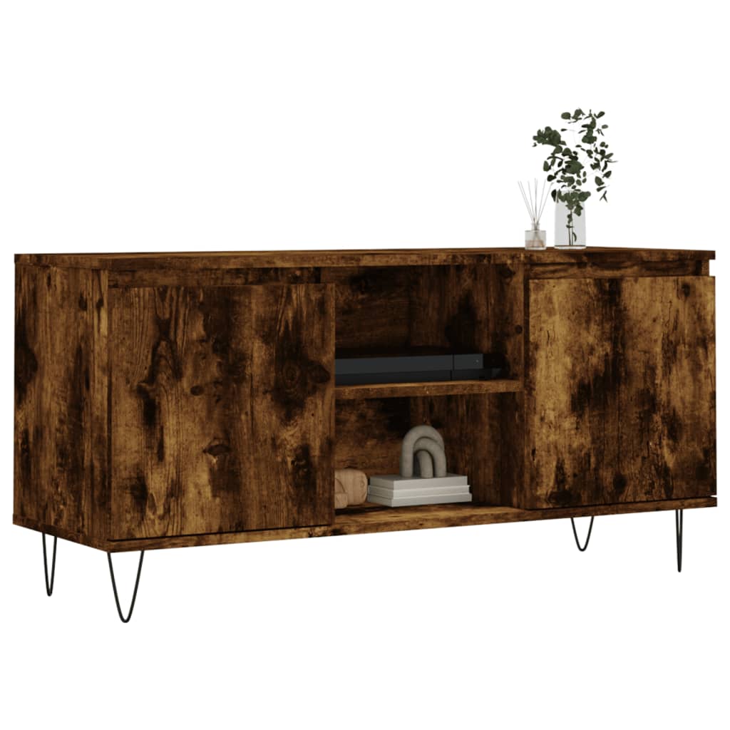vidaXL Comodă TV, stejar fumuriu, 104x35x50 cm, lemn compozit vidaXL Comodă TV, stejar fumuriu, 104x35x50 cm, lemn compozit