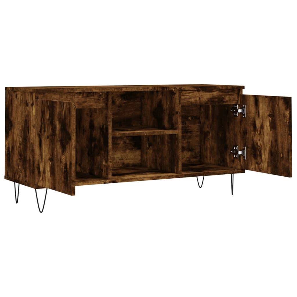 vidaXL Comodă TV, stejar fumuriu, 104x35x50 cm, lemn compozit vidaXL Comodă TV, stejar fumuriu, 104x35x50 cm, lemn compozit