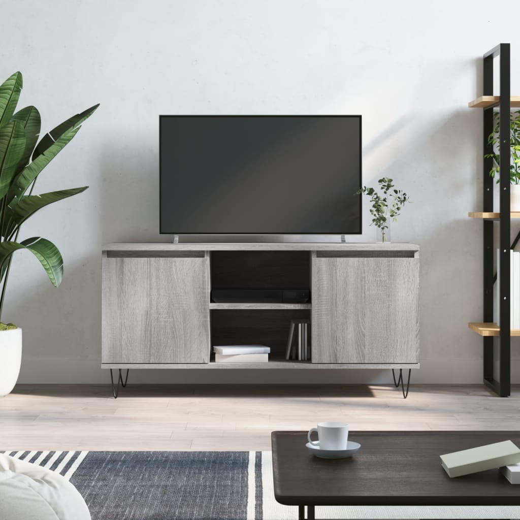 vidaXL Comodă TV, gri sonoma, 104x35x50 cm, lemn compozit vidaXL Comodă TV, gri sonoma, 104x35x50 cm, lemn compozit