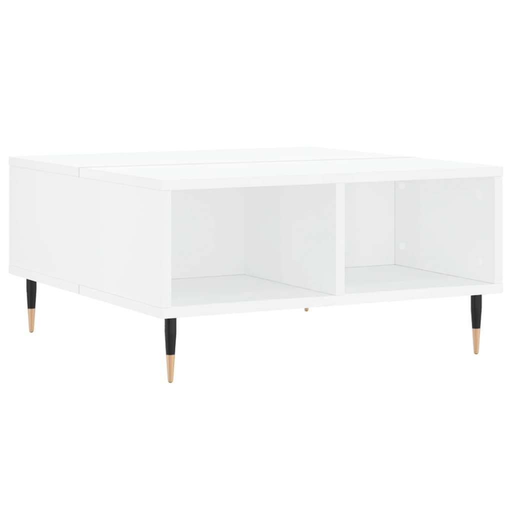 vidaXL Masă de cafea, alb extralucios, 60x60x30 cm, lemn compozit vidaXL Masă de cafea, alb extralucios, 60x60x30 cm, lemn compozit