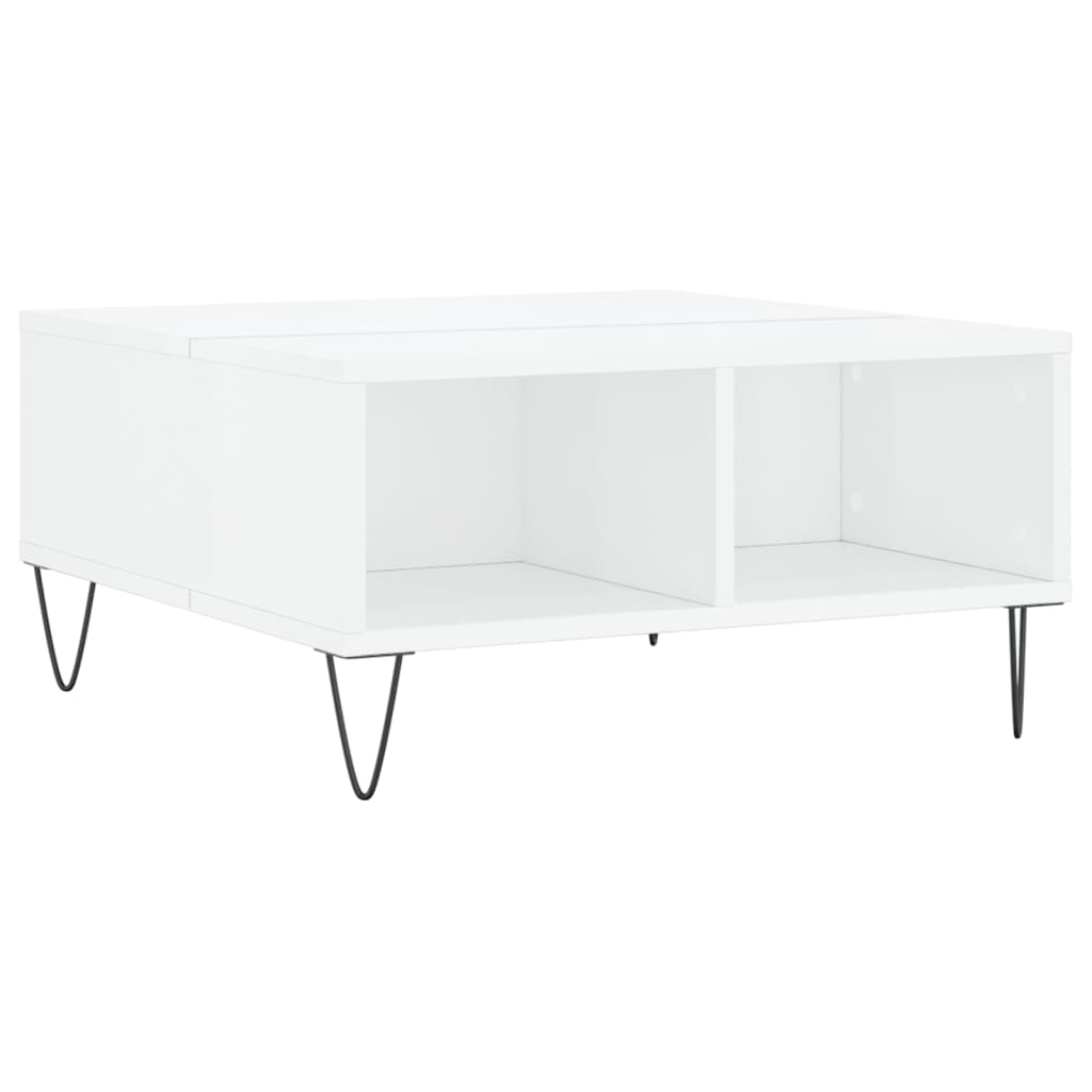 vidaXL Masă de cafea, alb extralucios, 60x60x30 cm, lemn compozit vidaXL Masă de cafea, alb extralucios, 60x60x30 cm, lemn compozit