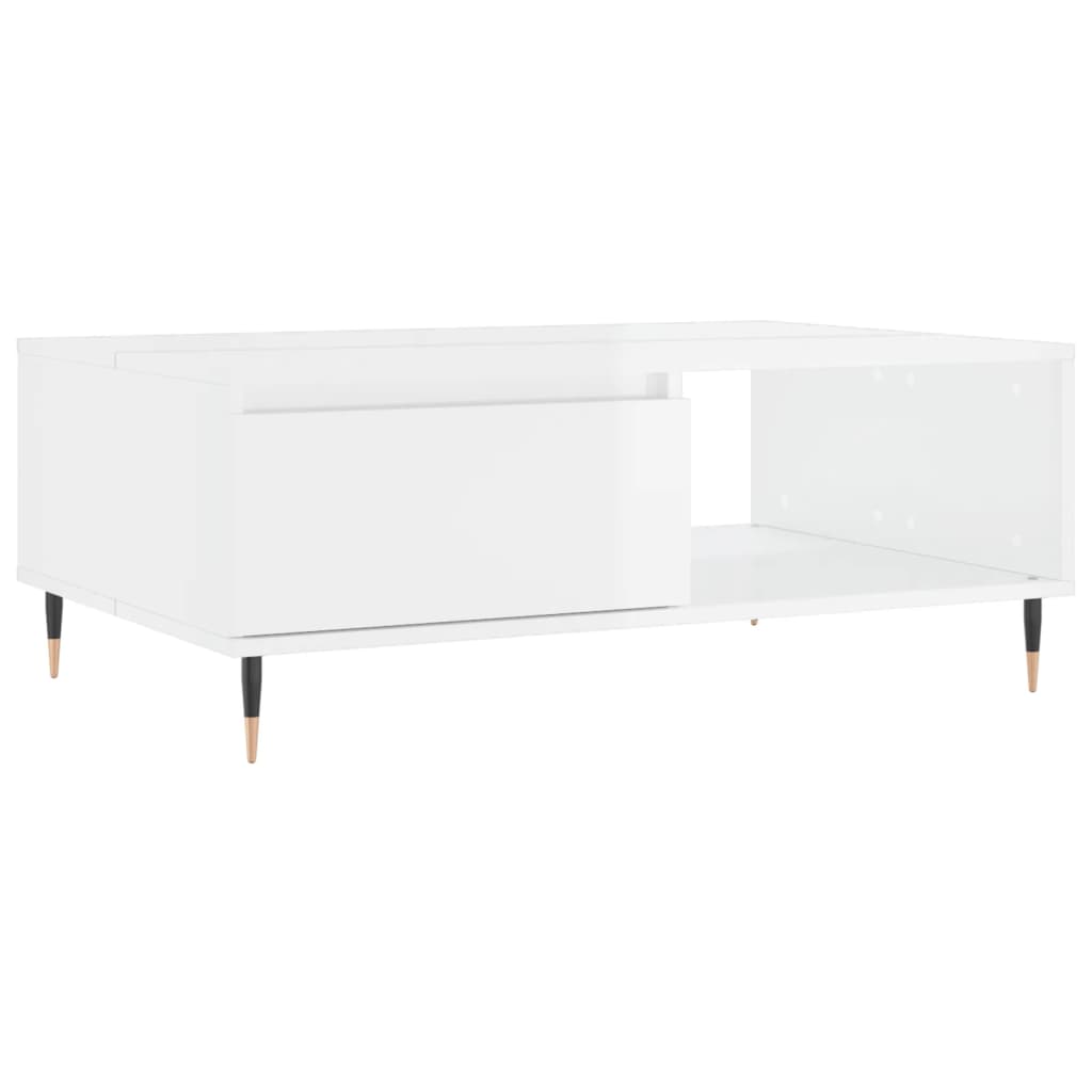 vidaXL Masă de cafea, alb extralucios, 90x60x35 cm, lemn compozit vidaXL Masă de cafea, alb extralucios, 90x60x35 cm, lemn compozit