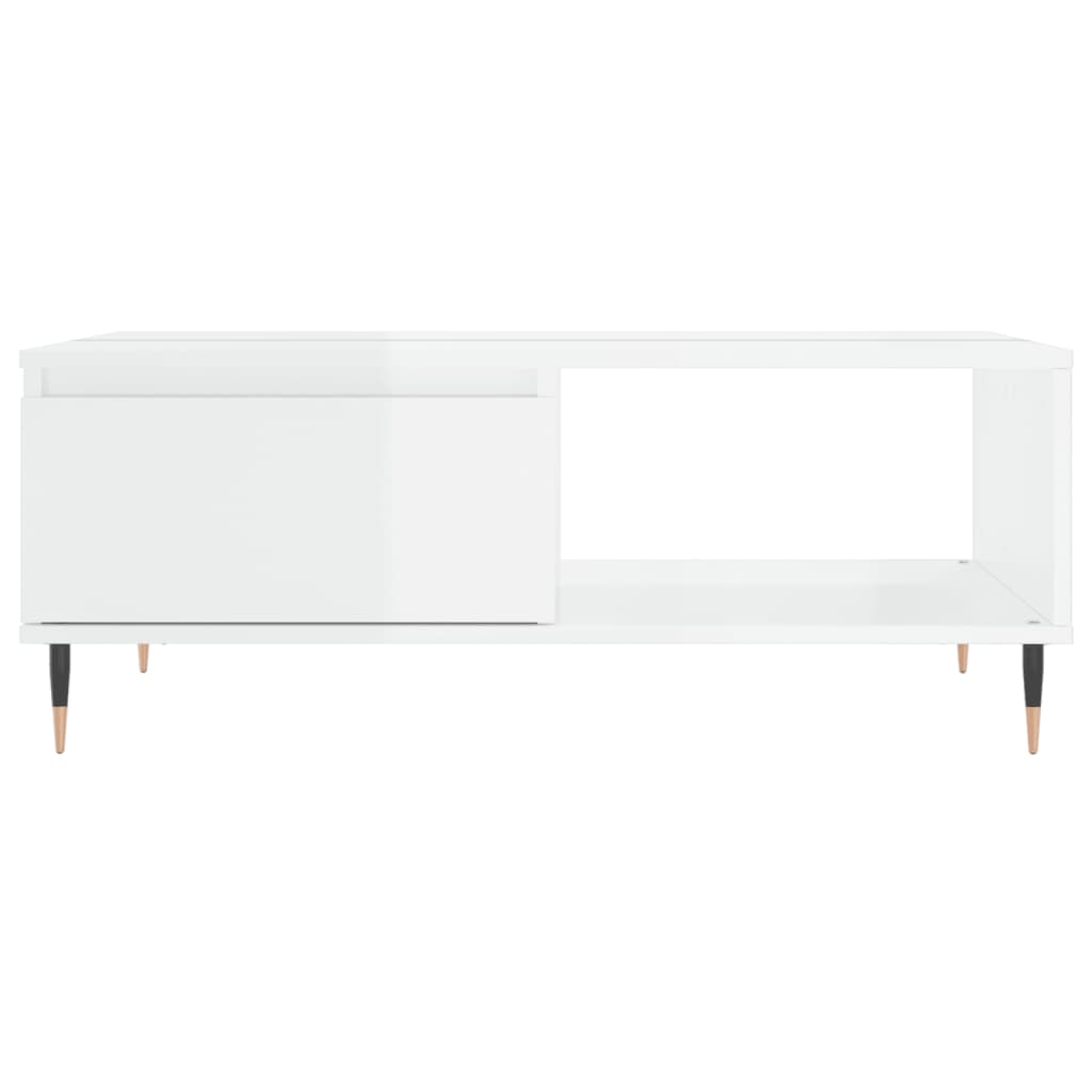 vidaXL Masă de cafea, alb extralucios, 90x60x35 cm, lemn compozit vidaXL Masă de cafea, alb extralucios, 90x60x35 cm, lemn compozit