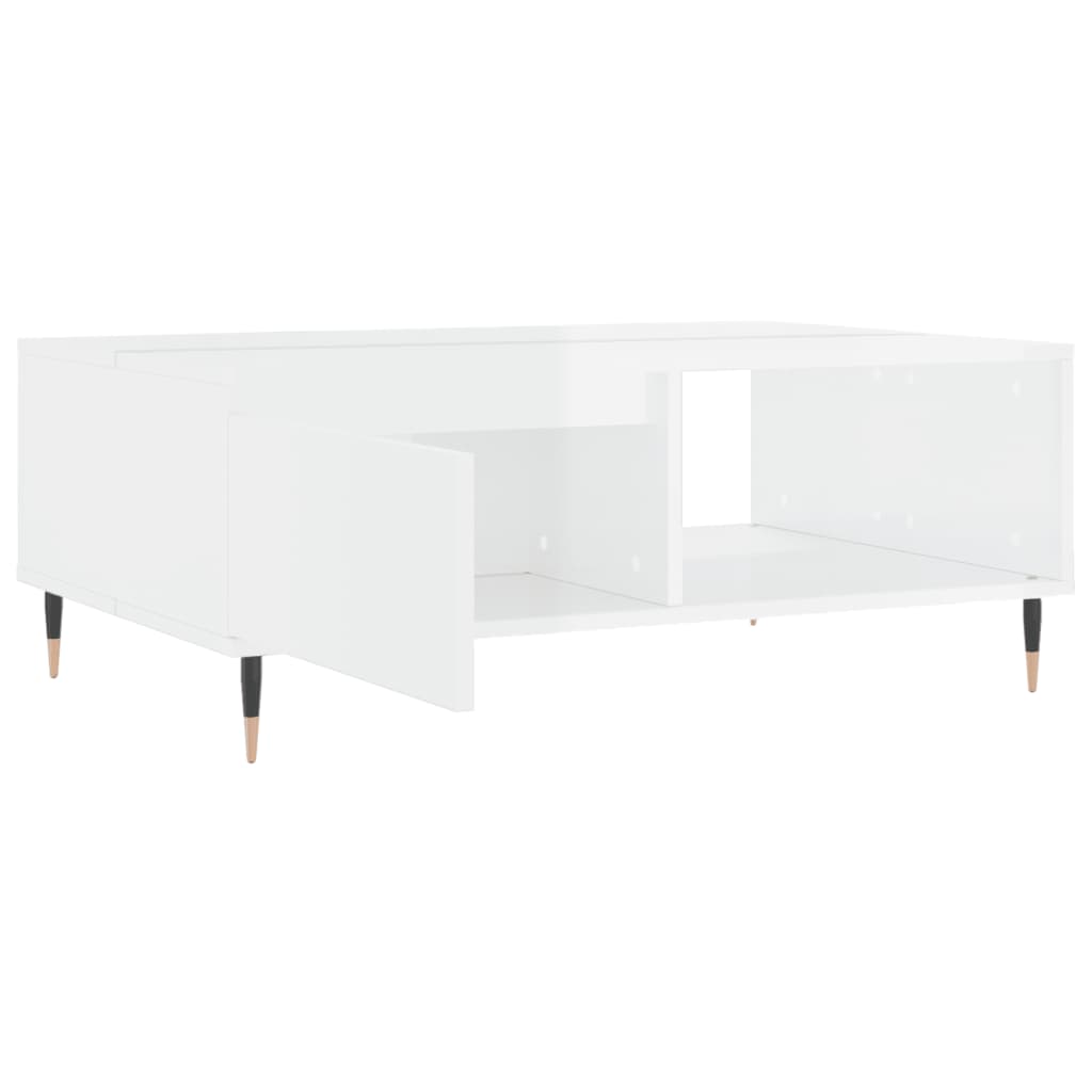 vidaXL Masă de cafea, alb extralucios, 90x60x35 cm, lemn compozit vidaXL Masă de cafea, alb extralucios, 90x60x35 cm, lemn compozit