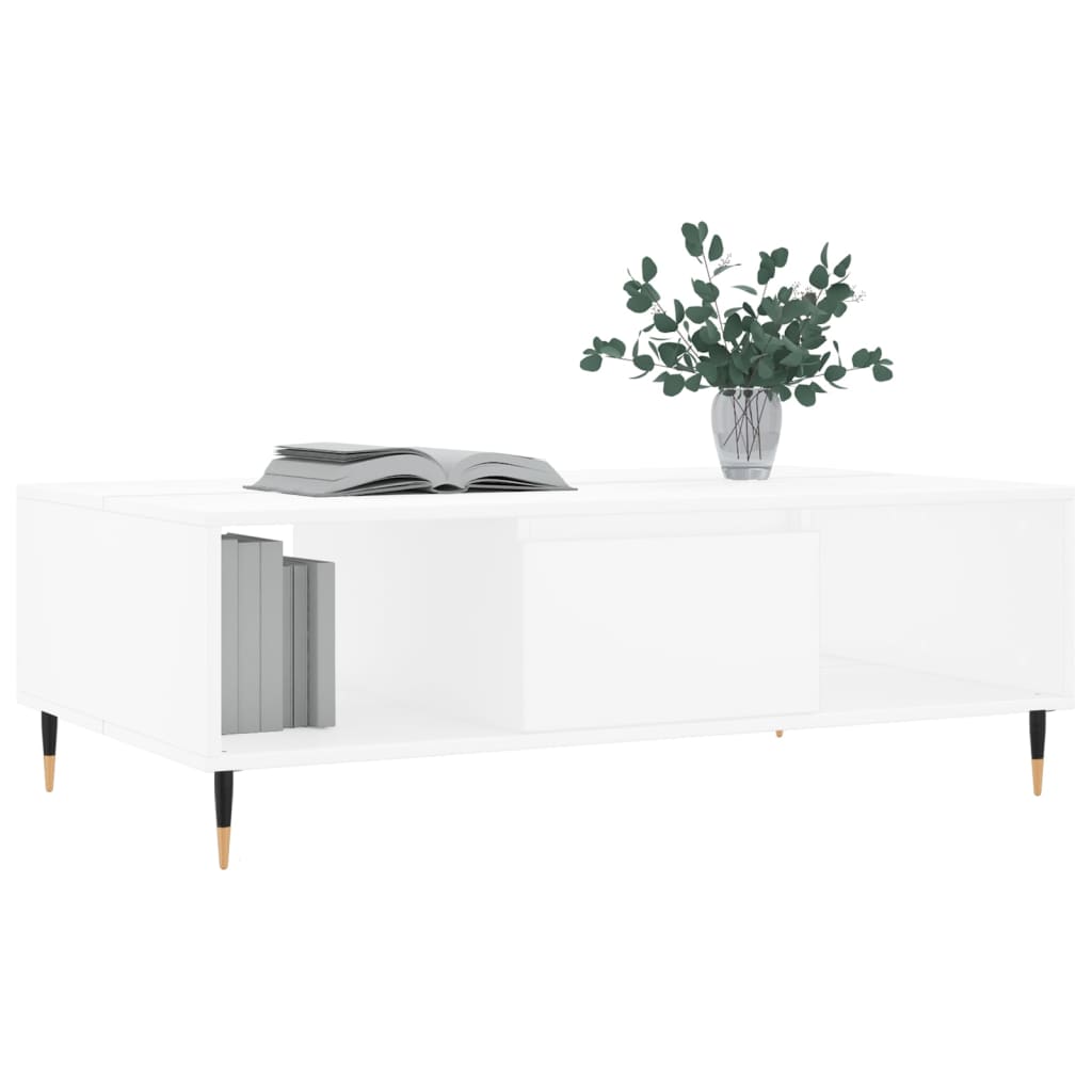 vidaXL Masă de cafea, alb, 104x60x35 cm, lemn compozit vidaXL Masă de cafea, alb, 104x60x35 cm, lemn compozit