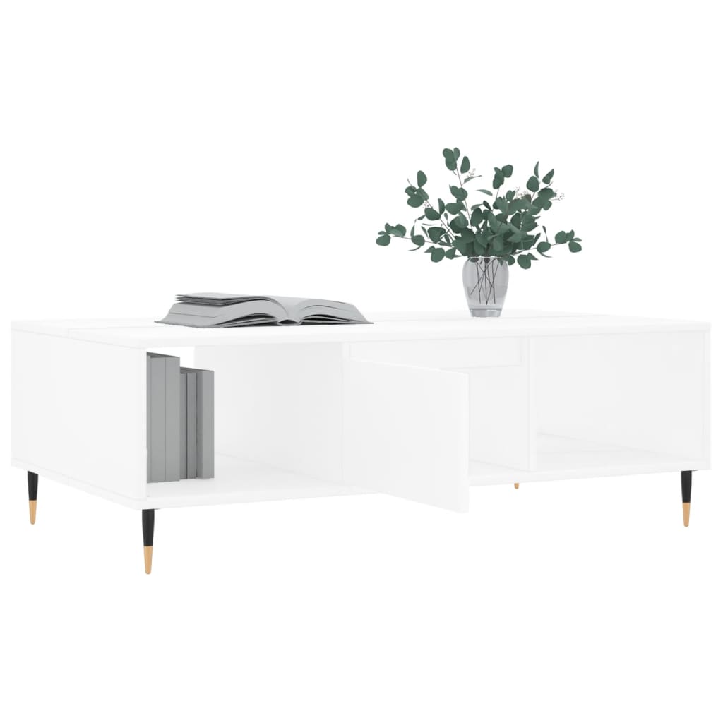 vidaXL Masă de cafea, alb, 104x60x35 cm, lemn compozit vidaXL Masă de cafea, alb, 104x60x35 cm, lemn compozit