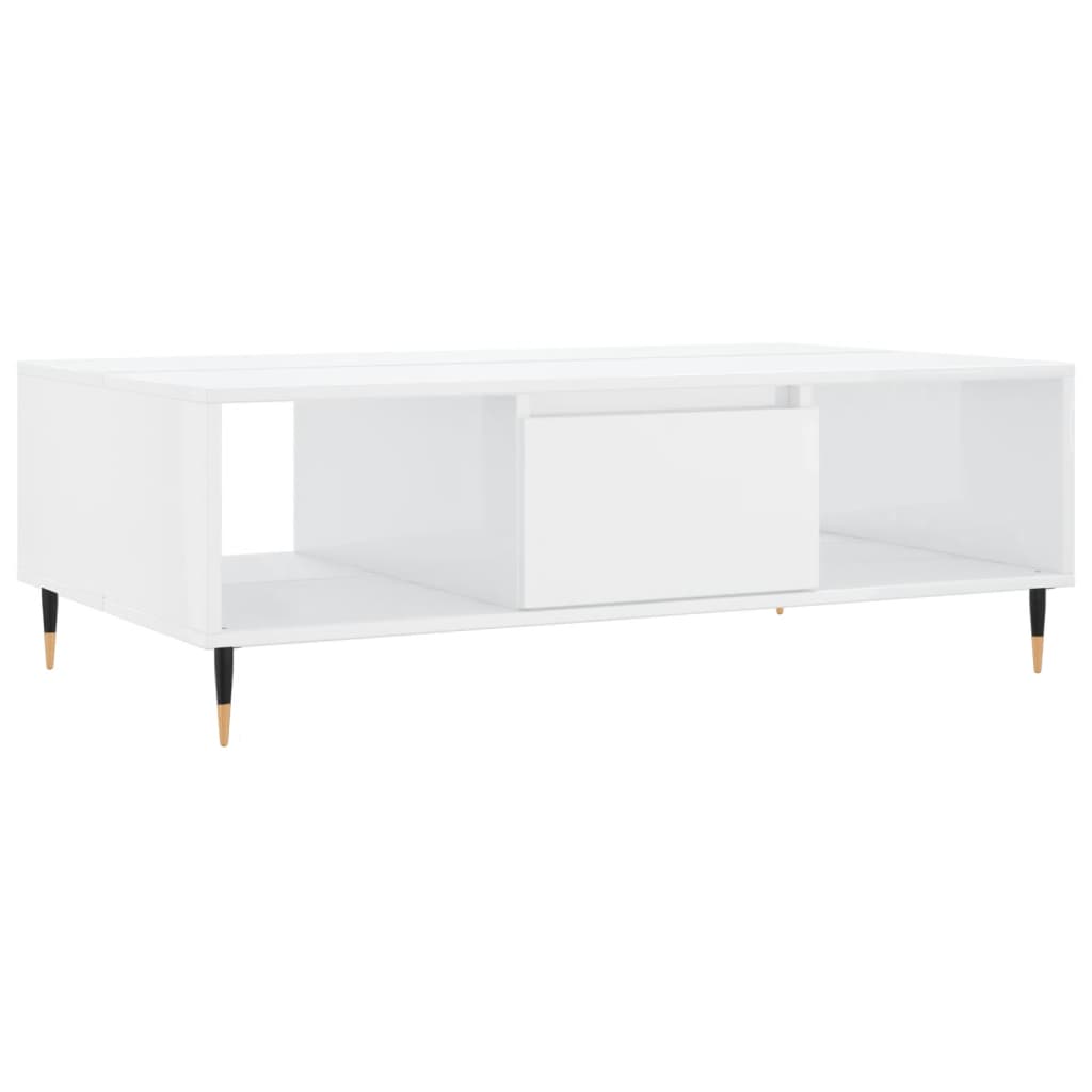 vidaXL Masă de cafea, alb extralucios, 104x60x35 cm, lemn compozit vidaXL Masă de cafea, alb extralucios, 104x60x35 cm, lemn compozit