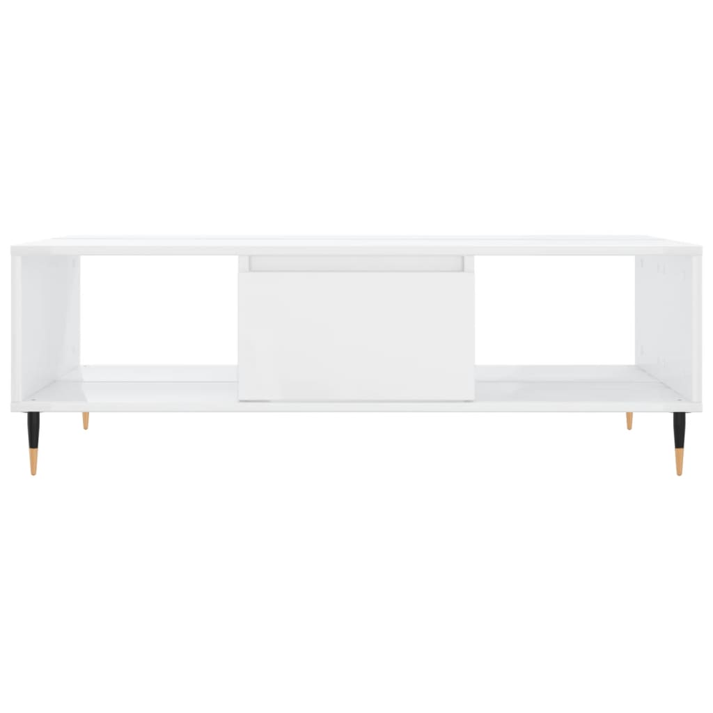 vidaXL Masă de cafea, alb extralucios, 104x60x35 cm, lemn compozit vidaXL Masă de cafea, alb extralucios, 104x60x35 cm, lemn compozit
