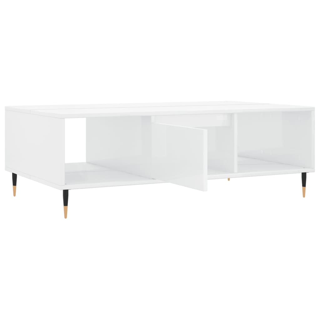 vidaXL Masă de cafea, alb extralucios, 104x60x35 cm, lemn compozit vidaXL Masă de cafea, alb extralucios, 104x60x35 cm, lemn compozit