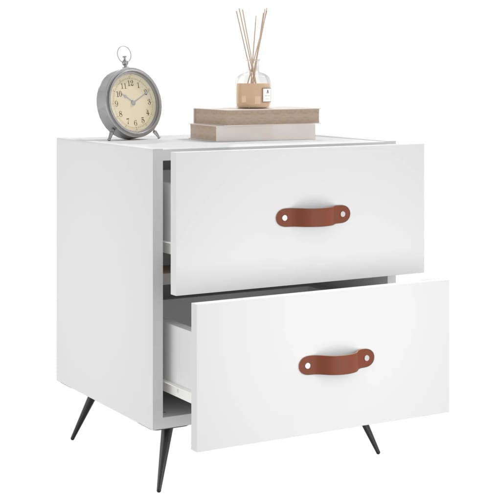 vidaXL Noptiere, 2 buc., alb, 40x35x47,5 cm, lemn compozit
