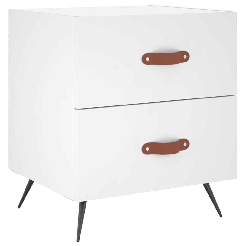 vidaXL Noptiere, 2 buc., alb, 40x35x47,5 cm, lemn compozit