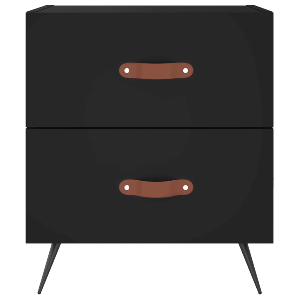 vidaXL Noptiere, 2 buc., negru, 40x35x47,5 cm, lemn compozit vidaXL Noptiere, 2 buc., negru, 40x35x47,5 cm, lemn compozit