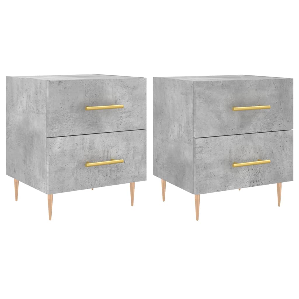 vidaXL Noptiere, 2 buc., gri beton, 40x35x47,5 cm, lemn compozit