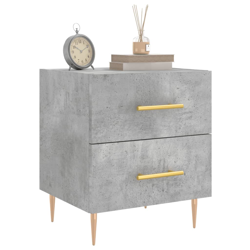 vidaXL Noptiere, 2 buc., gri beton, 40x35x47,5 cm, lemn compozit