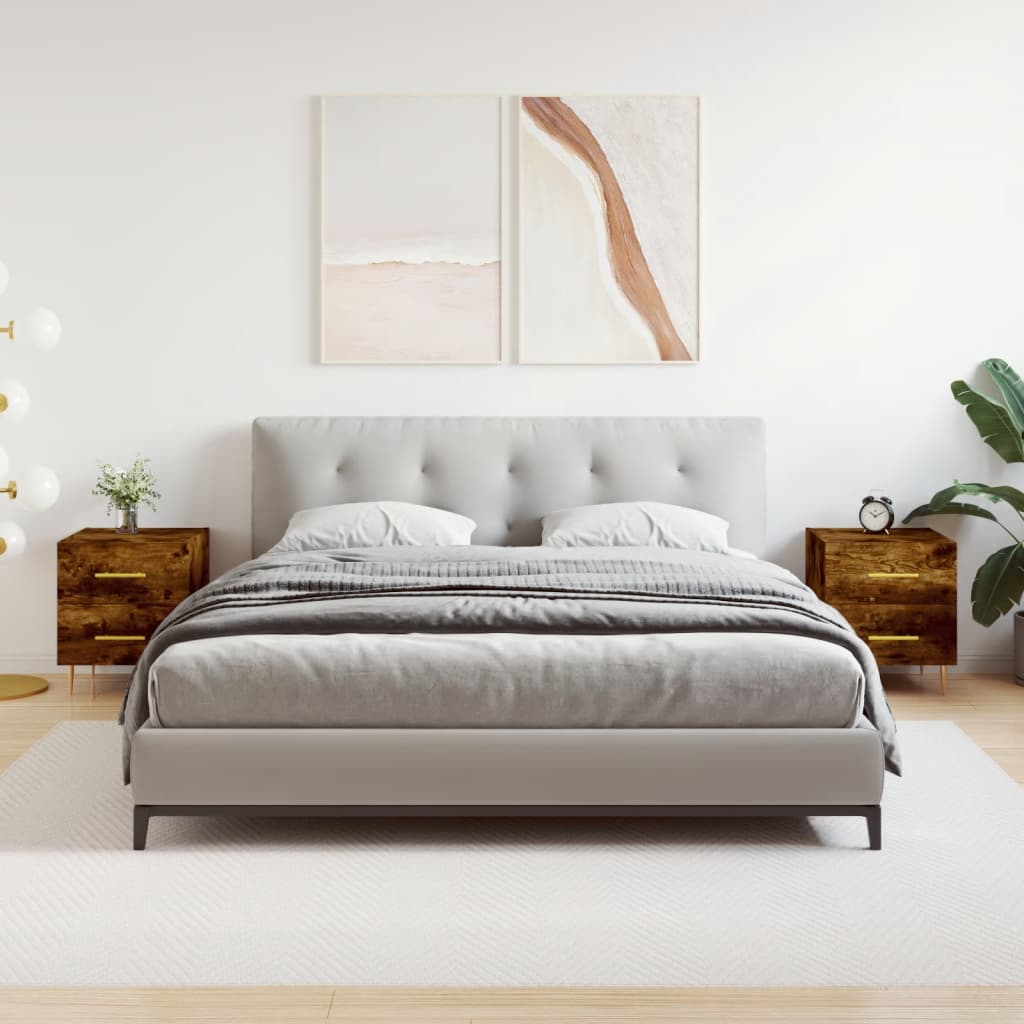 vidaXL Noptiere, 2 buc., stejar fumuriu, 40x35x47,5 cm, lemn compozit vidaXL Noptiere, 2 buc., stejar fumuriu, 40x35x47,5 cm, lemn compozit