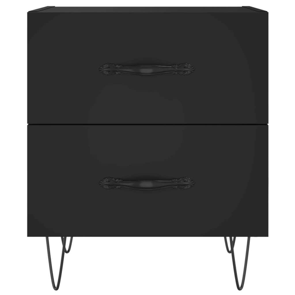 vidaXL Noptiere, 2 buc., negru, 40x35x47,5 cm, lemn compozit vidaXL Noptiere, 2 buc., negru, 40x35x47,5 cm, lemn compozit