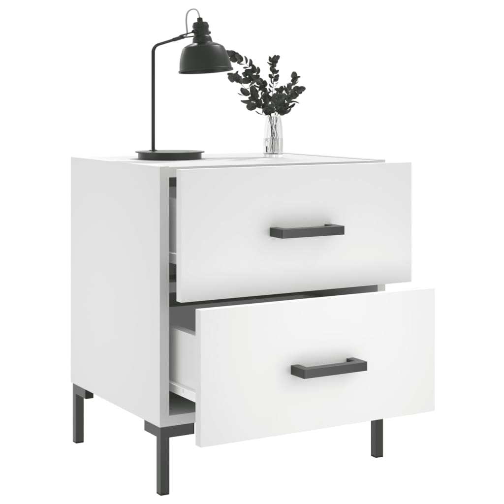 vidaXL Noptiere, 2 buc., alb, 40x35x47,5 cm, lemn compozit