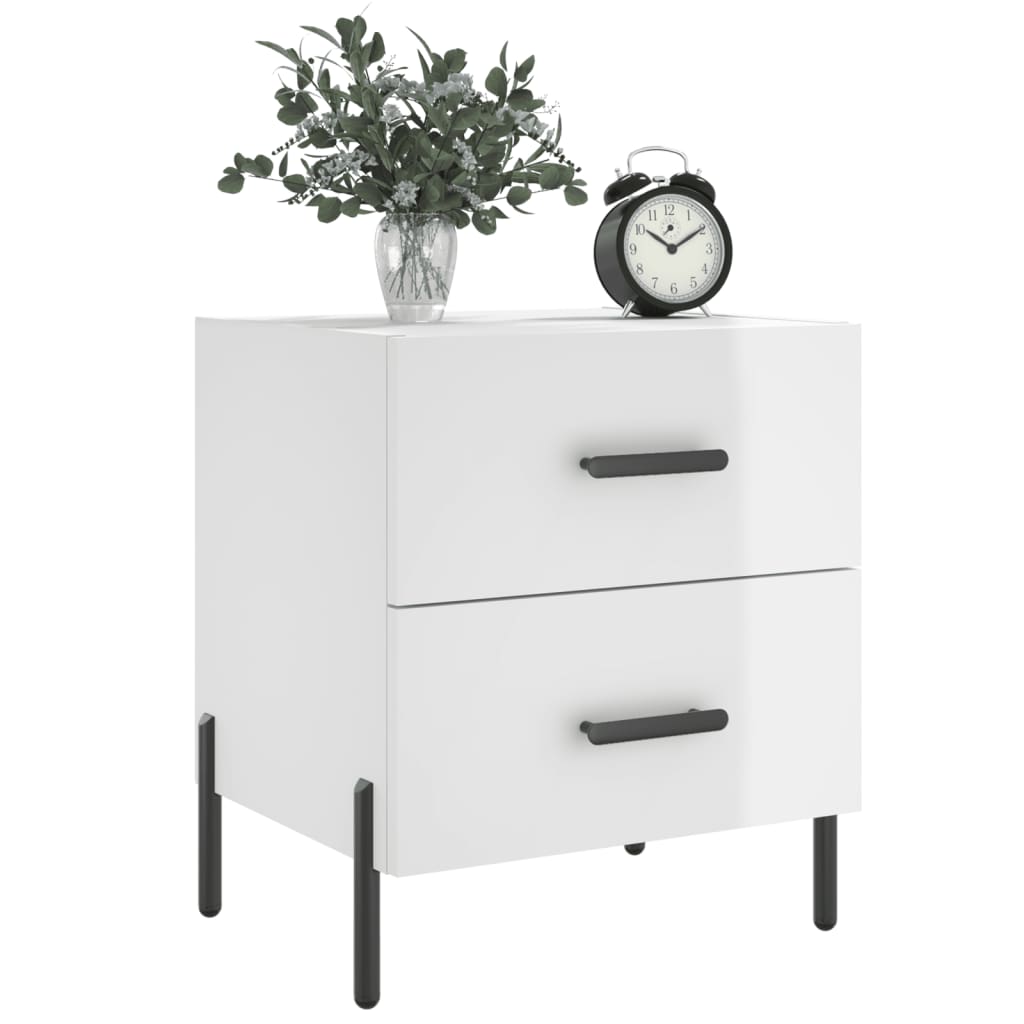 vidaXL Noptiere, 2 buc., alb extralucios, 40x35x47,5 cm, lemn compozit vidaXL Noptiere, 2 buc., alb extralucios, 40x35x47,5 cm, lemn compozit