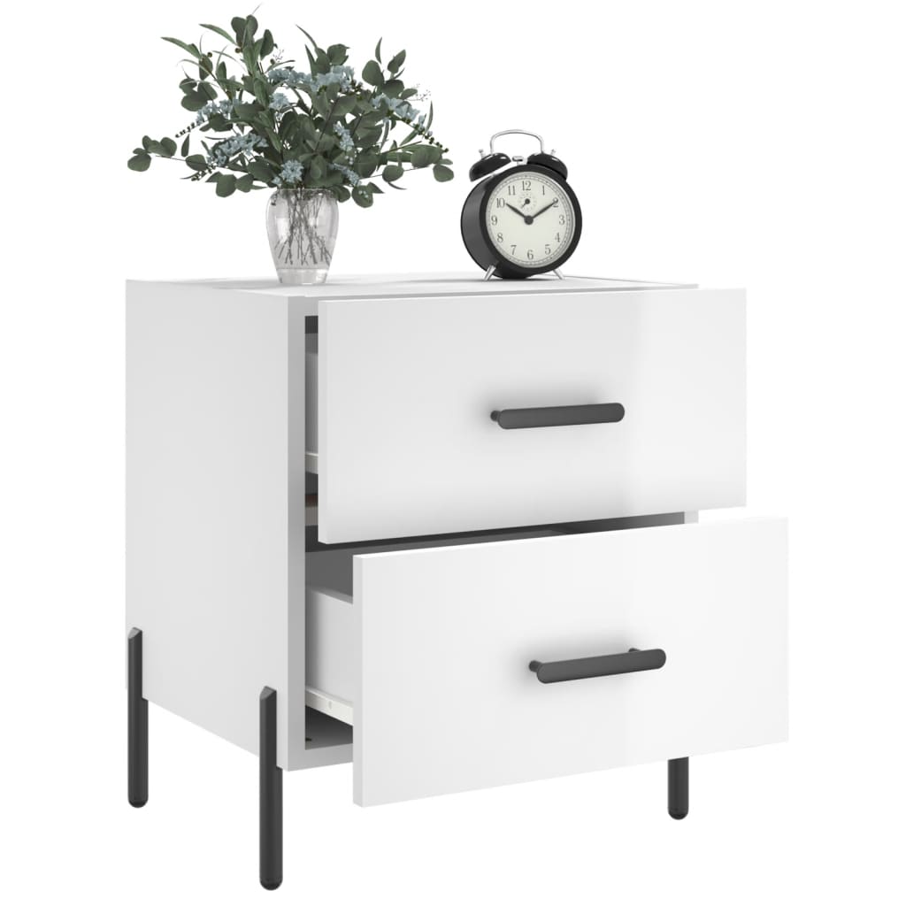 vidaXL Noptiere, 2 buc., alb extralucios, 40x35x47,5 cm, lemn compozit vidaXL Noptiere, 2 buc., alb extralucios, 40x35x47,5 cm, lemn compozit