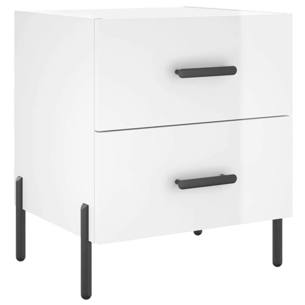 vidaXL Noptiere, 2 buc., alb extralucios, 40x35x47,5 cm, lemn compozit vidaXL Noptiere, 2 buc., alb extralucios, 40x35x47,5 cm, lemn compozit