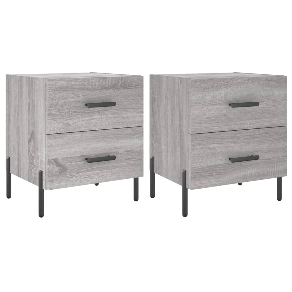 vidaXL Noptiere, 2 buc., gri sonoma, 40x35x47,5 cm, lemn compozit vidaXL Noptiere, 2 buc., gri sonoma, 40x35x47,5 cm, lemn compozit