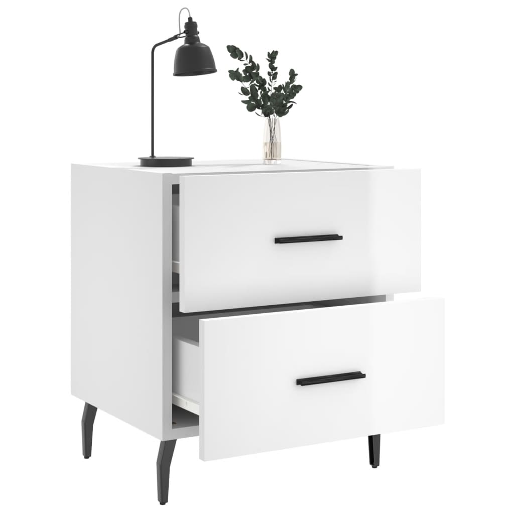 vidaXL Noptiere, 2 buc., alb extralucios, 40x35x47,5 cm, lemn compozit vidaXL Noptiere, 2 buc., alb extralucios, 40x35x47,5 cm, lemn compozit