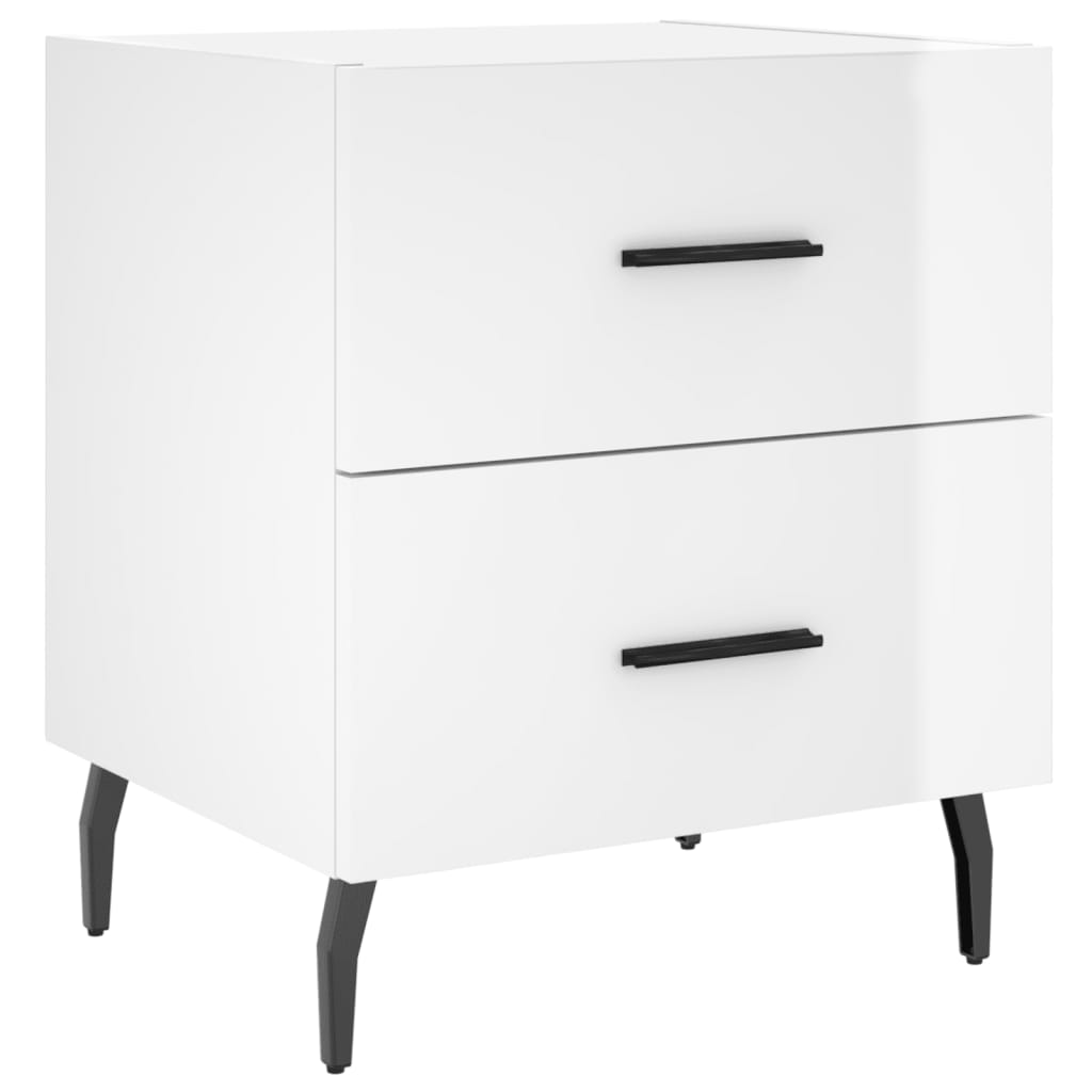 vidaXL Noptiere, 2 buc., alb extralucios, 40x35x47,5 cm, lemn compozit vidaXL Noptiere, 2 buc., alb extralucios, 40x35x47,5 cm, lemn compozit