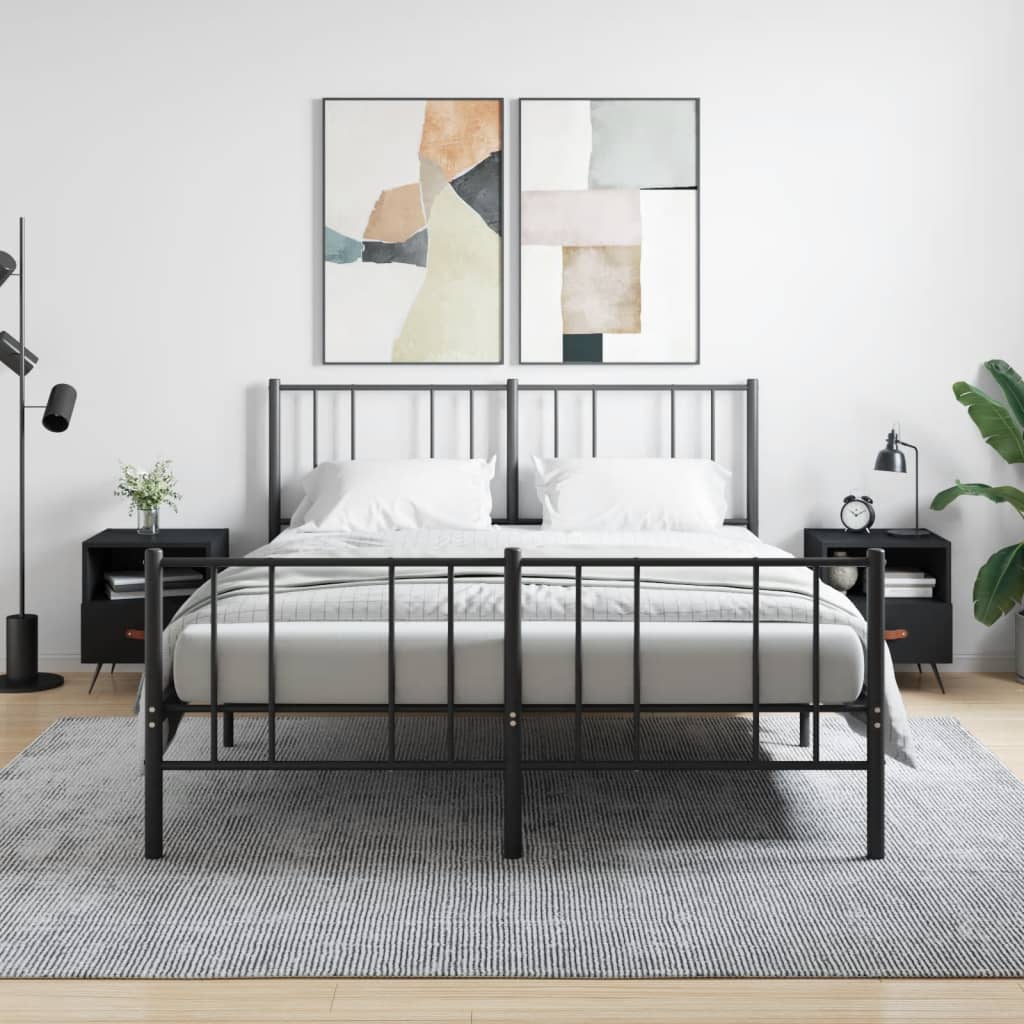 vidaXL Noptiere, 2 buc., negru, 40x35x47,5 cm, lemn compozit vidaXL Noptiere, 2 buc., negru, 40x35x47,5 cm, lemn compozit