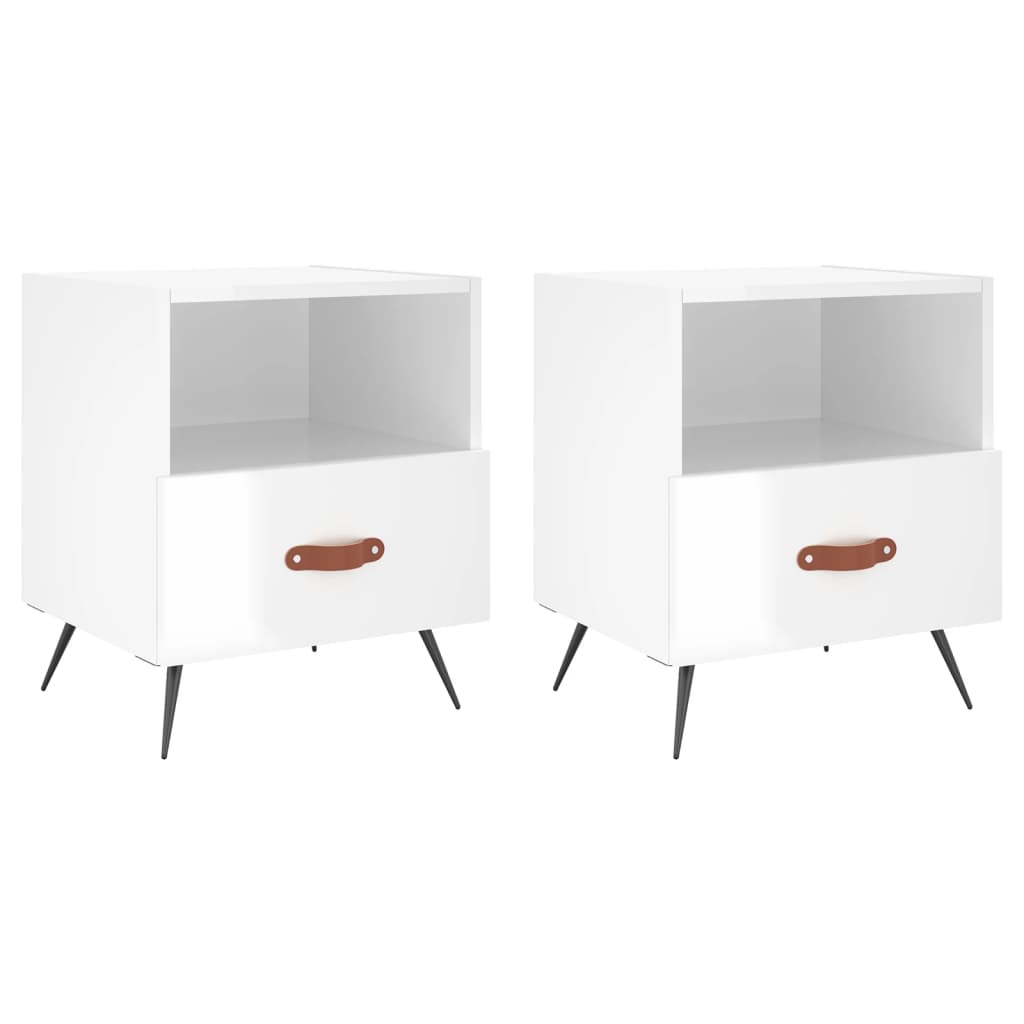 vidaXL Noptiere, 2 buc., alb extralucios, 40x35x47,5 cm, lemn compozit vidaXL Noptiere, 2 buc., alb extralucios, 40x35x47,5 cm, lemn compozit