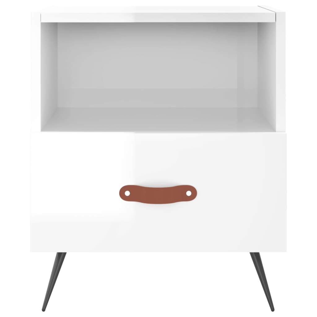vidaXL Noptiere, 2 buc., alb extralucios, 40x35x47,5 cm, lemn compozit vidaXL Noptiere, 2 buc., alb extralucios, 40x35x47,5 cm, lemn compozit