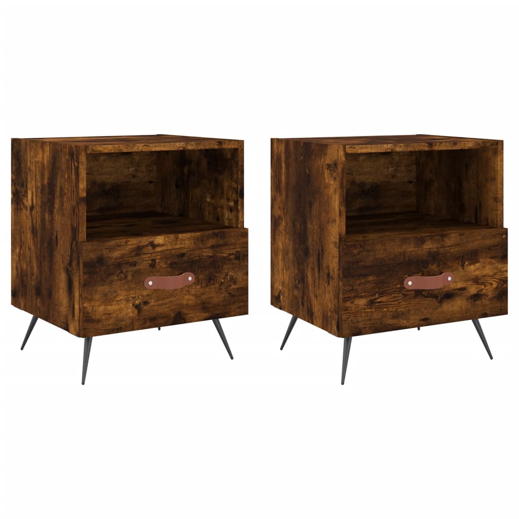 vidaXL Noptiere, 2 buc., stejar fumuriu, 40x35x47,5 cm, lemn compozit vidaXL Noptiere, 2 buc., stejar fumuriu, 40x35x47,5 cm, lemn compozit