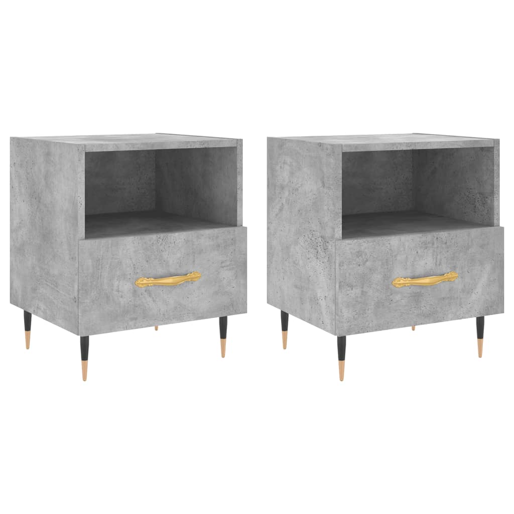 vidaXL Noptiere, 2 buc., gri beton, 40x35x47,5 cm, lemn compozit