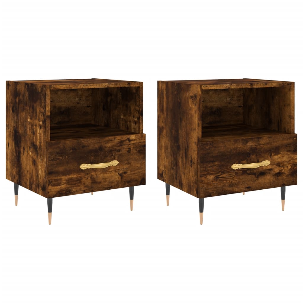 vidaXL Noptiere, 2 buc., stejar fumuriu, 40x35x47,5 cm, lemn compozit vidaXL Noptiere, 2 buc., stejar fumuriu, 40x35x47,5 cm, lemn compozit