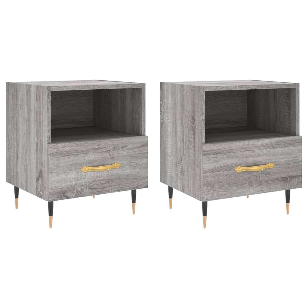 vidaXL Noptiere, 2 buc., gri sonoma, 40x35x47,5 cm, lemn compozit vidaXL Noptiere, 2 buc., gri sonoma, 40x35x47,5 cm, lemn compozit