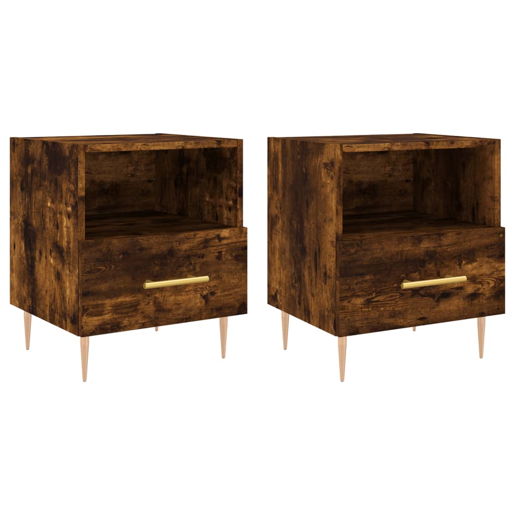 vidaXL Noptiere, 2 buc., stejar fumuriu, 40x35x47,5 cm, lemn compozit vidaXL Noptiere, 2 buc., stejar fumuriu, 40x35x47,5 cm, lemn compozit