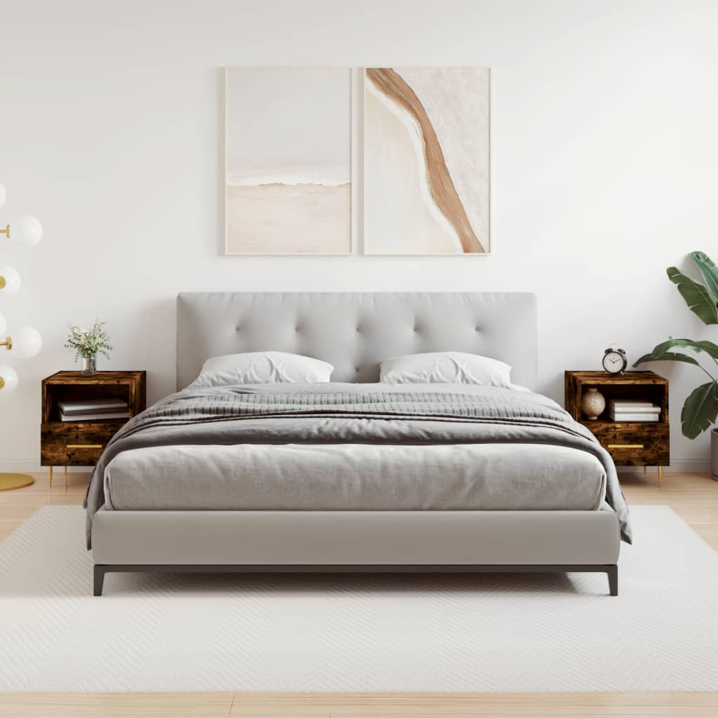vidaXL Noptiere, 2 buc., stejar fumuriu, 40x35x47,5 cm, lemn compozit vidaXL Noptiere, 2 buc., stejar fumuriu, 40x35x47,5 cm, lemn compozit