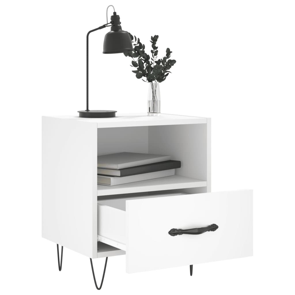 vidaXL Noptiere, 2 buc., alb, 40x35x47,5 cm, lemn compozit