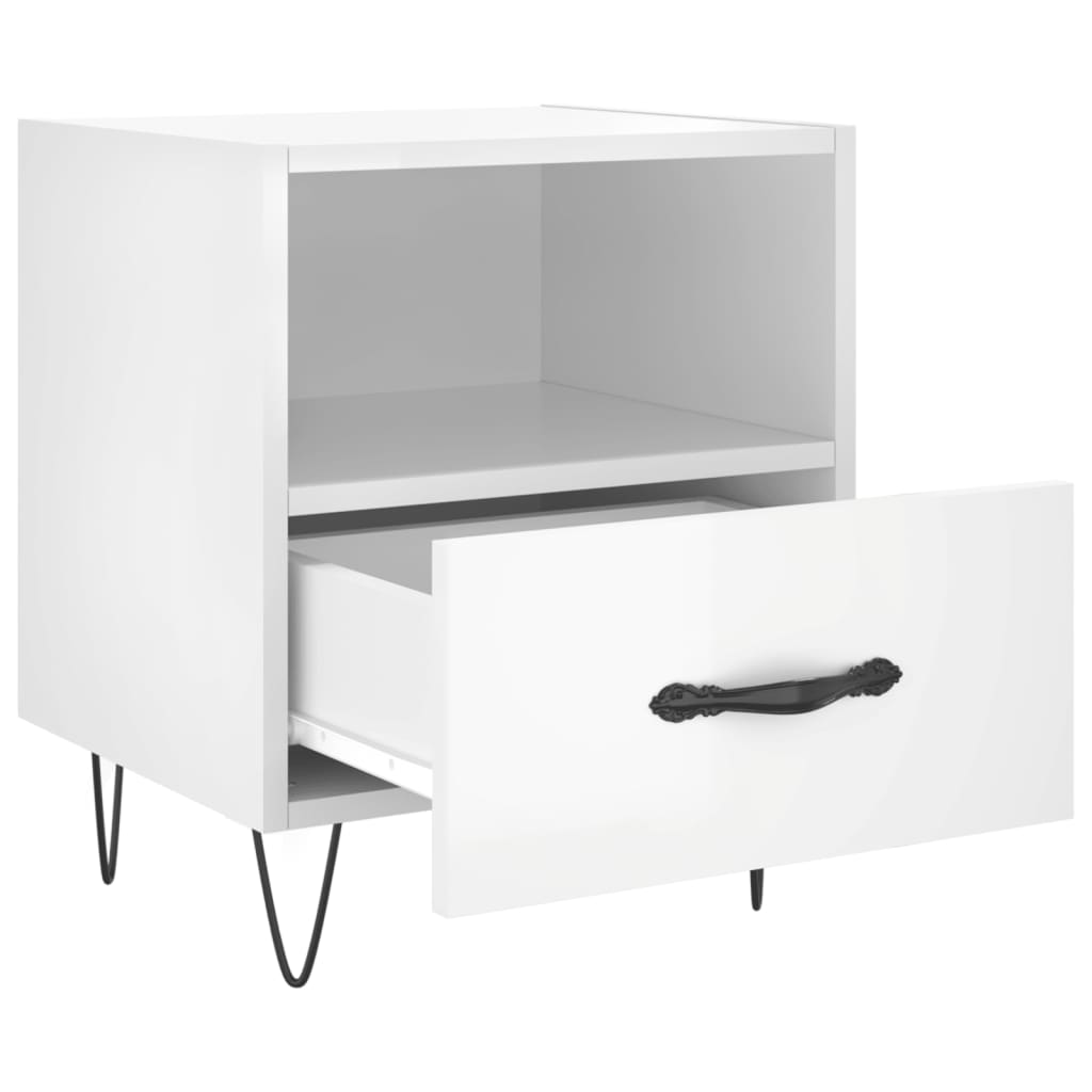 vidaXL Noptiere, 2 buc., alb extralucios, 40x35x47,5 cm, lemn compozit vidaXL Noptiere, 2 buc., alb extralucios, 40x35x47,5 cm, lemn compozit