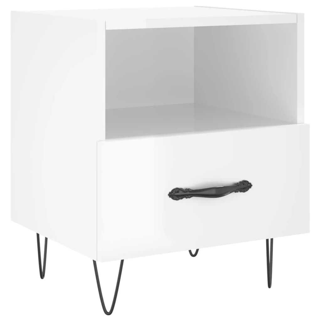 vidaXL Noptiere, 2 buc., alb extralucios, 40x35x47,5 cm, lemn compozit vidaXL Noptiere, 2 buc., alb extralucios, 40x35x47,5 cm, lemn compozit