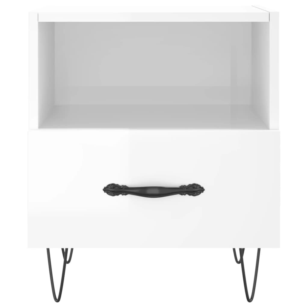 vidaXL Noptiere, 2 buc., alb extralucios, 40x35x47,5 cm, lemn compozit vidaXL Noptiere, 2 buc., alb extralucios, 40x35x47,5 cm, lemn compozit