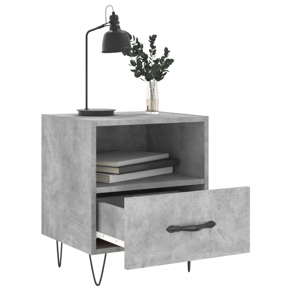 vidaXL Noptiere, 2 buc., gri beton, 40x35x47,5 cm, lemn compozit